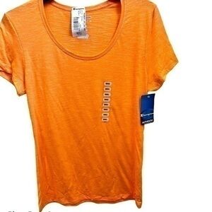 CHAMPION ORANGE SCOOP NECK T-SHIRT SIZE SMALL